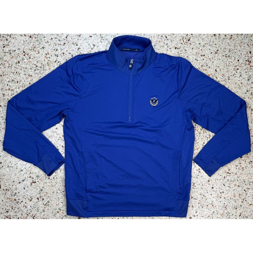 B. Draddy Men's Embroidered Logo Blue‎ 1/4 Zip Pullover Size Large